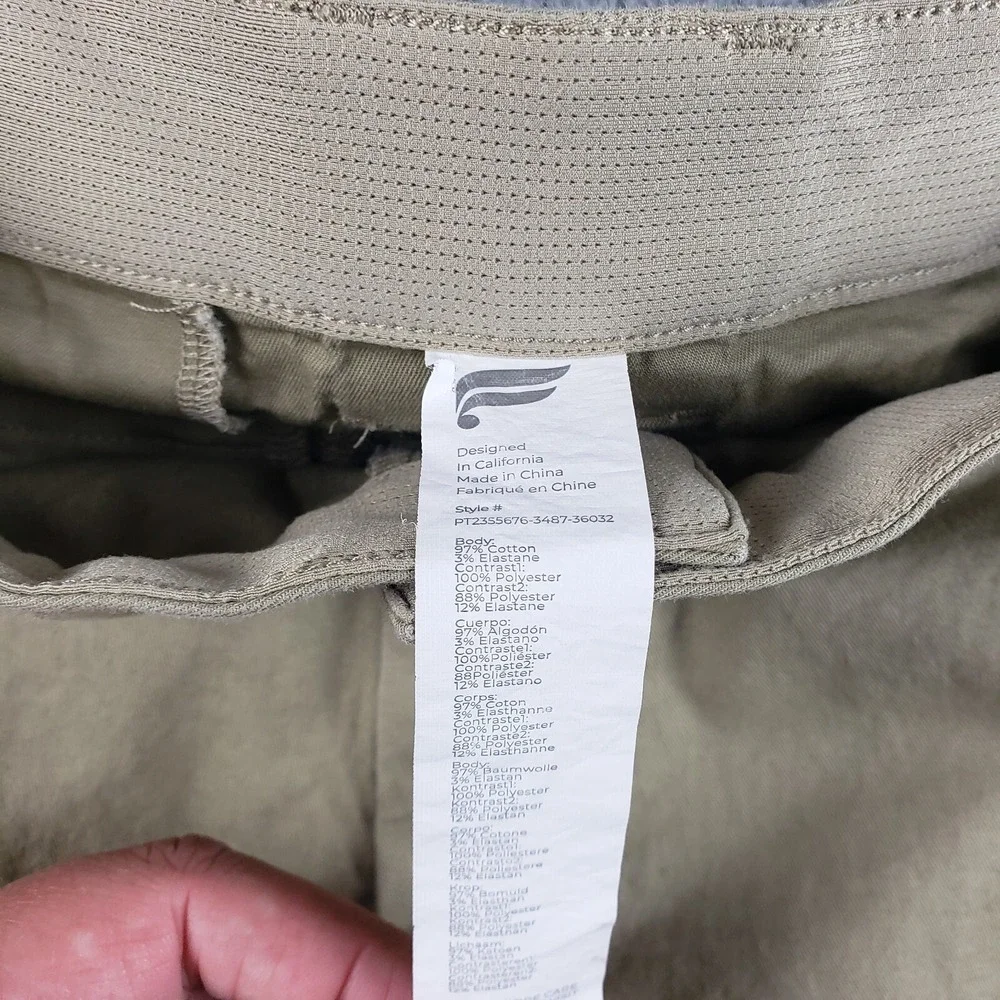 Fabletics High Side‎ Chino Pant Mens 35x29 Beige Classic Fit Lightweight Stretch